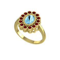 Rayiha Yüzük - Akuamarin ve garnet 8 ayar altın yüzük #tbjboa
