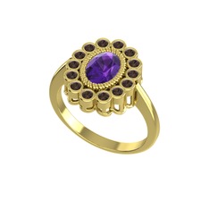 Rayiha Yüzük - Ametist ve dumanlı kuvars 14 ayar altın yüzük #tbx81w