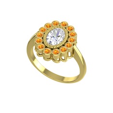 Swarovski ve sitrin 18 ayar altın yüzük