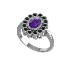 Rayiha Yüzük - Ametist ve siyah zirkon 925 ayar gümüş yüzük #tjeoka