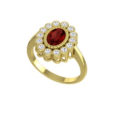 Rayiha Yüzük - Garnet ve pırlanta 14 ayar altın yüzük (0.21 karat) #towjn1