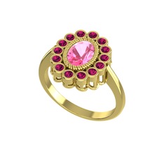 Rayiha Yüzük - Pembe kuvars ve rodolit garnet 8 ayar altın yüzük #w4sbvj