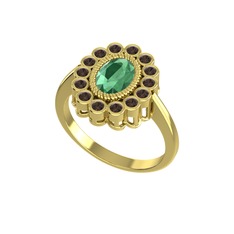Rayiha Yüzük - Kök zümrüt ve dumanlı kuvars 18 ayar altın yüzük #xgfqao
