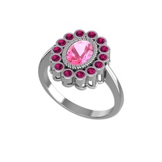 Rayiha Yüzük - Pembe kuvars ve rodolit garnet 925 ayar gümüş yüzük #xzcz04