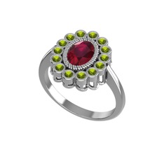 Rayiha Yüzük - Kök yakut ve peridot 925 ayar gümüş yüzük #z4xy30