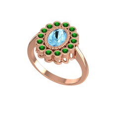 Rayiha Yüzük - Akuamarin ve yeşil kuvars 8 ayar rose altın yüzük #zh72jk