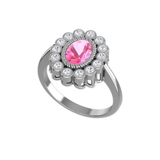 Rayiha Yüzük - Pembe kuvars ve swarovski 8 ayar beyaz altın yüzük #zrcrfu