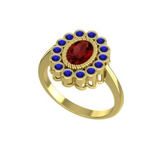 Rayiha Yüzük - Garnet ve lab safir 925 ayar altın kaplama gümüş yüzük #zyeyon