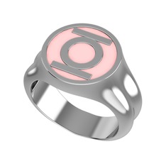 18 ayar beyaz altın yüzük (Pastel pembe mineli)