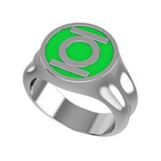 Green Lantern Yüzük - 925 ayar gümüş yüzük (Neon yeşil mineli) #11it40f