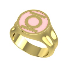 925 ayar altın kaplama gümüş yüzük (Pastel pembe mineli)
