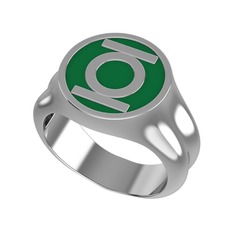 Green Lantern Yüzük - 925 ayar gümüş yüzük (Yeşil mineli) #196mosk