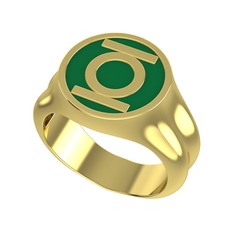 Green Lantern Yüzük - 18 ayar altın yüzük (Yeşil mineli) #1g3jarp