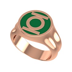 Green Lantern Yüzük - 8 ayar rose altın yüzük (Yeşil mineli) #1gcod3w