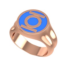 Green Lantern Yüzük - 8 ayar rose altın yüzük (Mavi mineli) #1haoj8