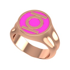 Green Lantern Yüzük - 18 ayar rose altın yüzük (Neon pembe mineli) #1m0tdnc