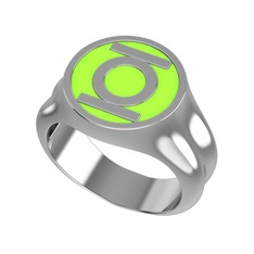 8 ayar beyaz altın yüzük (Açık yeşil mineli)