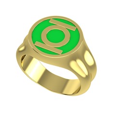 925 ayar altın kaplama gümüş yüzük (Neon yeşil mineli)