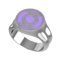 Green Lantern Yüzük - 14 ayar beyaz altın yüzük (Menekşe mineli) #1xgeflt
