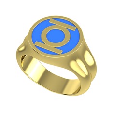Green Lantern Yüzük - 18 ayar altın yüzük (Mavi mineli) #m6371