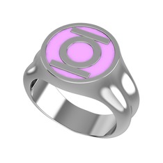 18 ayar beyaz altın yüzük (Pembe mineli)