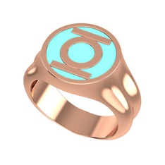 Green Lantern Yüzük - 14 ayar rose altın yüzük (Pastel mavi mineli) #uux8s4