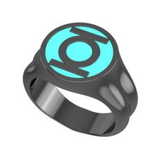 Green Lantern Yüzük - 925 ayar siyah rodyum kaplama gümüş yüzük (Turkuaz mineli) #wuncw8