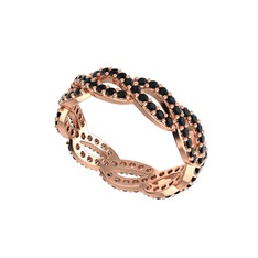 Siyah zirkon 925 ayar rose altın kaplama gümüş yüzük