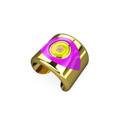 14 ayar altın yüzük (Neon pembe mineli)