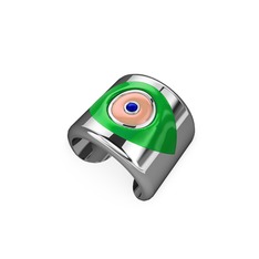 18 ayar beyaz altın yüzük (Yeşil mineli)