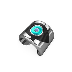 Palmira Mineli Nazar Yüzük - 8 ayar beyaz altın yüzük (Siyah mineli) #119ai7s