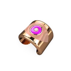 925 ayar rose altın kaplama gümüş yüzük (Pastel pembe mineli)