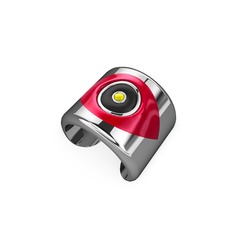 14 ayar beyaz altın yüzük (Kırmızı mineli)