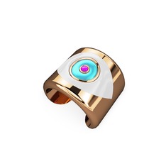 Palmira Mineli Nazar Yüzük - 14 ayar rose altın yüzük (Beyaz mineli) #12xgmh5