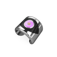 8 ayar beyaz altın yüzük (Siyah mineli)