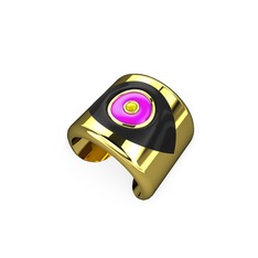 Palmira Mineli Nazar Yüzük - 925 ayar altın kaplama gümüş yüzük (Siyah mineli) #160mbtl