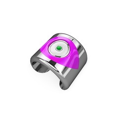 8 ayar beyaz altın yüzük (Neon pembe mineli)