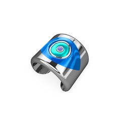 Palmira Mineli Nazar Yüzük - 8 ayar beyaz altın yüzük (Mavi mineli) #171g0zb