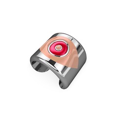 14 ayar beyaz altın yüzük (Pastel pembe mineli)