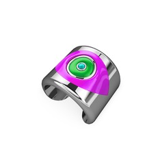 Palmira Mineli Nazar Yüzük - 14 ayar beyaz altın yüzük (Neon pembe mineli) #19wbays