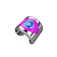 Palmira Mineli Nazar Yüzük - 8 ayar beyaz altın yüzük (Neon pembe mineli) #1a3hv61