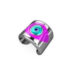 14 ayar beyaz altın yüzük (Neon pembe mineli)