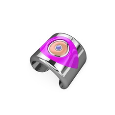 14 ayar beyaz altın yüzük (Neon pembe mineli)