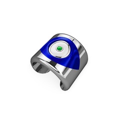 8 ayar beyaz altın yüzük (Lacivert mineli)