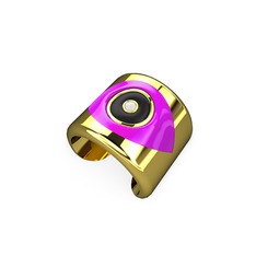 Palmira Mineli Nazar Yüzük - 18 ayar altın yüzük (Neon pembe mineli) #1fcwhna