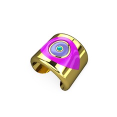 925 ayar altın kaplama gümüş yüzük (Neon pembe mineli)