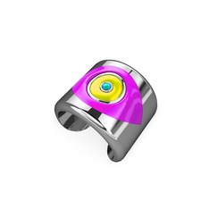18 ayar beyaz altın yüzük (Neon pembe mineli)