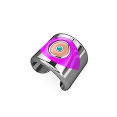 18 ayar beyaz altın yüzük (Neon pembe mineli)