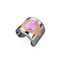Palmira Mineli Nazar Yüzük - 18 ayar beyaz altın yüzük (Pastel pembe mineli) #1mp8frl