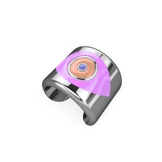 14 ayar beyaz altın yüzük (Açık pembe mineli)